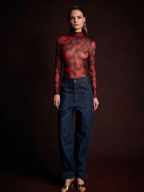 ACE HARPER The Cara Bodysuit in Cherry and Black Size Small NWOT